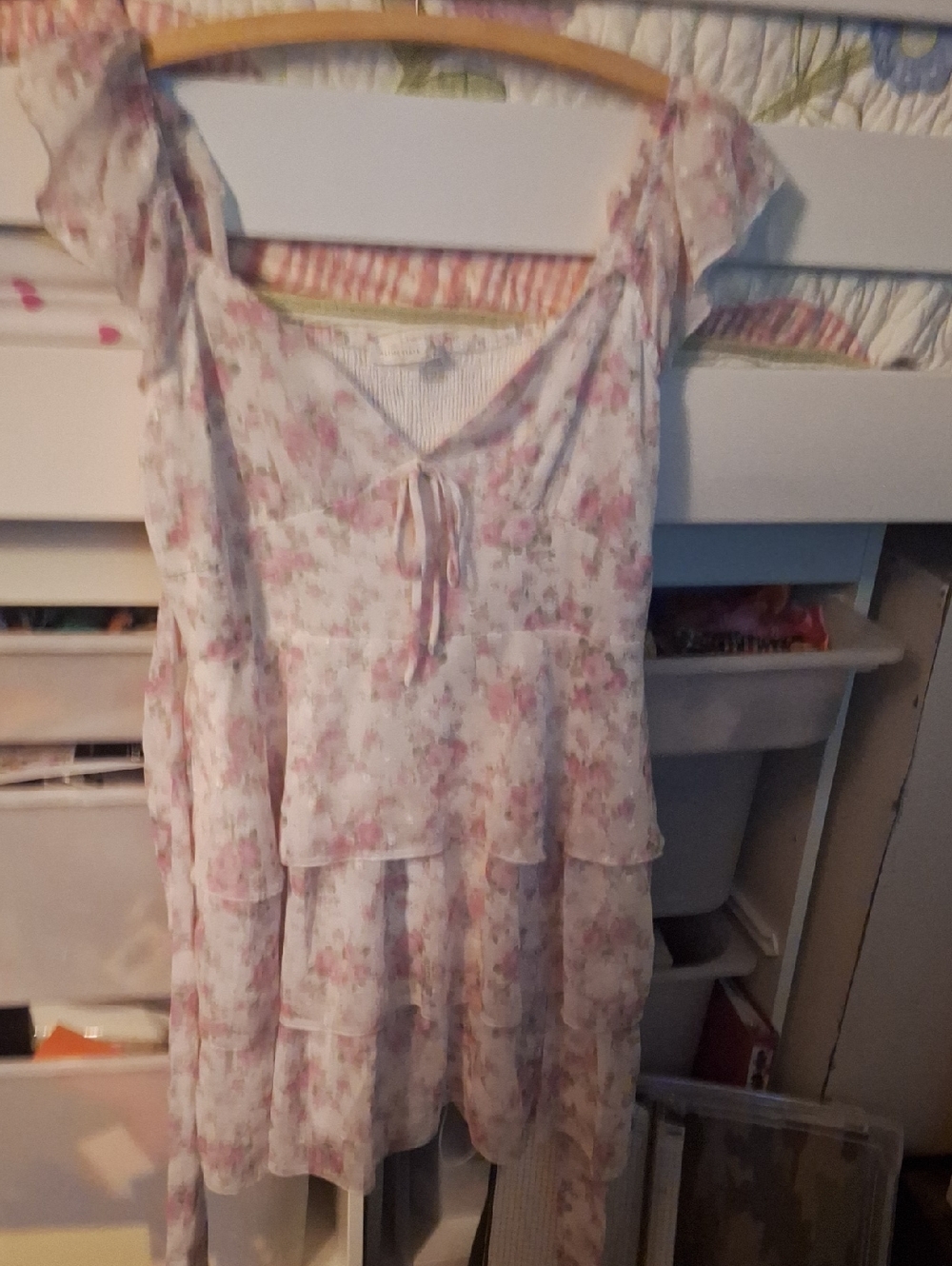 Altar'd State Floral Tiered Sundress in White and Pink